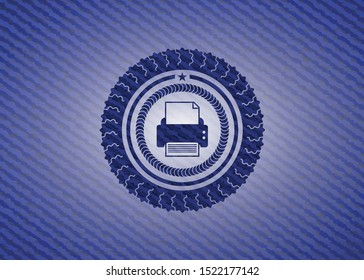 printer icon inside denim background