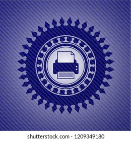 printer icon inside emblem with jean high quality background