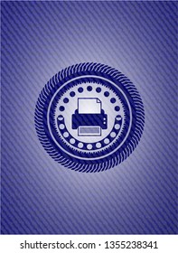 printer icon inside emblem with jean high quality background