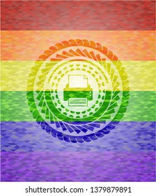 printer icon inside lgbt colors emblem 