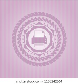printer icon inside pink icon or emblem