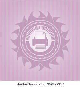 printer icon inside pink emblem