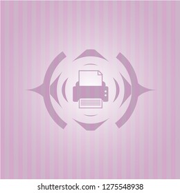 printer icon inside pink icon or emblem