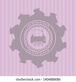printer icon inside pink emblem