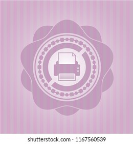 printer icon inside realistic pink emblem
