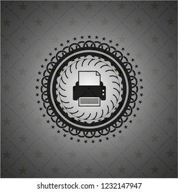 printer icon inside retro style black emblem
