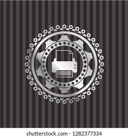 printer icon inside silver badge
