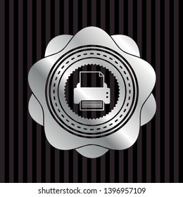 printer icon inside silver emblem