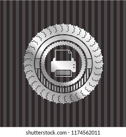 printer icon inside silver shiny badge