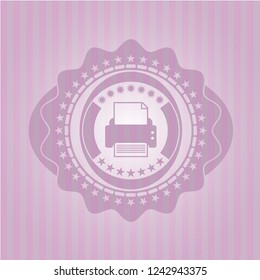 printer icon inside vintage pink emblem