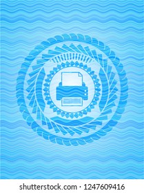 printer icon inside water badge background.