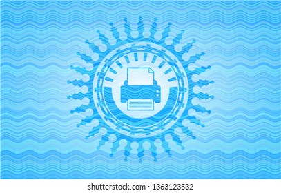 printer icon inside water badge background.