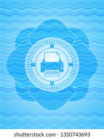 printer icon inside water emblem background.