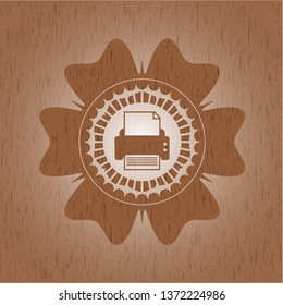 printer icon inside wood emblem