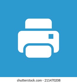 printer icon, isolated, white on the blue background. Exclusive Symbols 