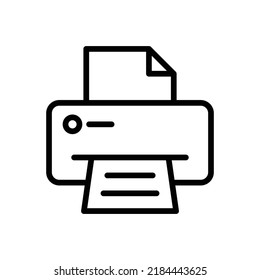 Printer Icon. Line Art Style Design Isolated On White Background