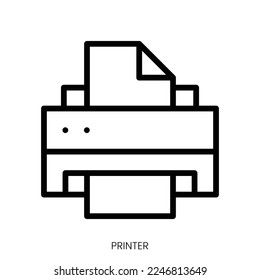 printer icon. Line Art Style Design Isolated On White Background