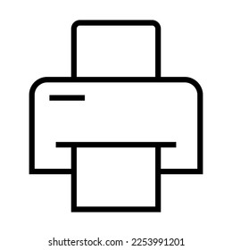 Printer icon line isolated on white background. Black flat thin icon on modern outline style. Linear symbol and editable stroke. Simple and pixel perfect stroke vector illustration