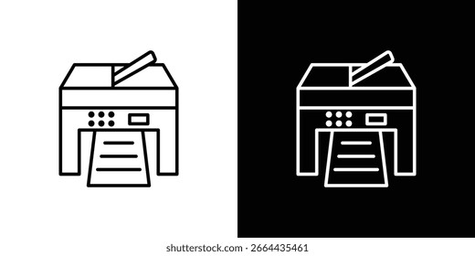 Ícone de impressora em formas de linha, ilustração vetorial de design de linha fina