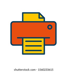 Printer icon line vector design template on white background
