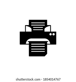 Printer icon or logo illustration, glyph style black color.