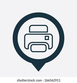 printer icon map pin on white background 