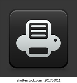 Icono de impresora en botón blanco y negro 