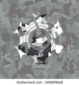 printer icon on grey camo pattern