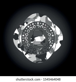 printer icon on grey camo pattern
