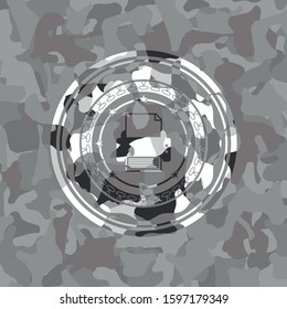 printer icon on grey camo texture