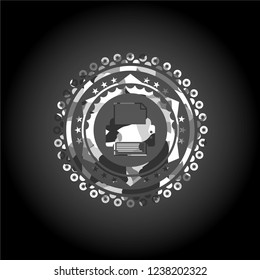 printer icon on grey camouflage texture