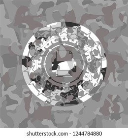 printer icon on grey camouflage texture