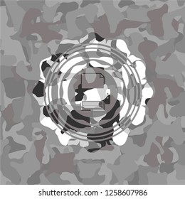 printer icon on grey camouflage pattern