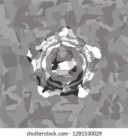 printer icon on grey camouflage pattern