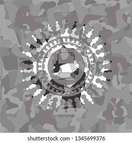 printer icon on grey camouflage pattern