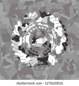 printer icon on grey camouflaged texture