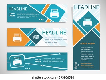 Printer icon on horizontal and vertical banner. Modern banner design template.