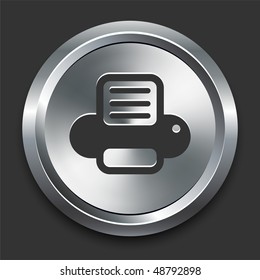 Printer Icon on Metal Internet Button Original Vector Illustration