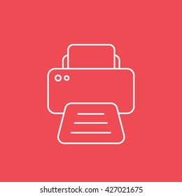 Printer Icon On Red Background