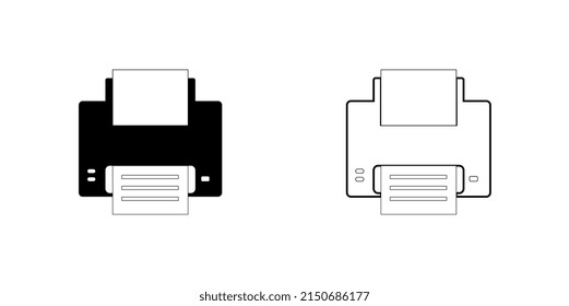 Icono de impresora sobre fondo blanco. Ilustración vectorial.	