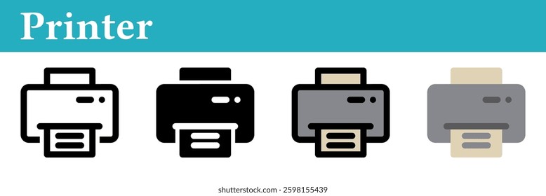 Printer icon on white background. Printer symbol. Line, glyph, colored outline, flat icon style. For web and mobile design.