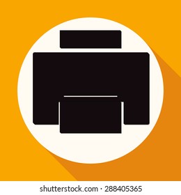 Printer icon on white circle with a long shadow