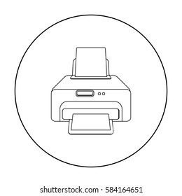 Printer icon in outline style isolated on white background. Typography symbol stock vector illustration.