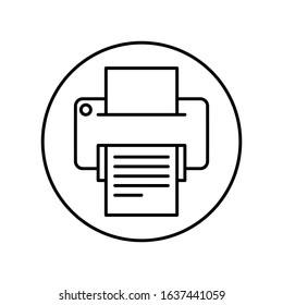 Printer icon. Outline thin line flat illustration. Isolated on white background. 