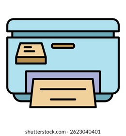 Printer icon. Outline printer vector icon color flat isolated on white