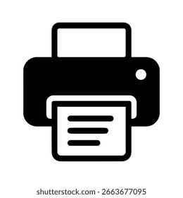Printer Icon with Paper Coming Out – Office and Business Technology Symbol