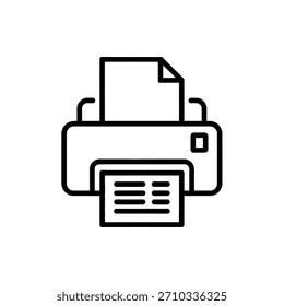 Printer Icon with Paper Output Tray: A Simple Black and White Line Drawing