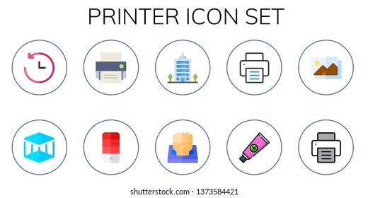 printer icon set. 10 flat printer icons.  Simple modern icons about  - past, d printer, print, swatches, office, paste, photography