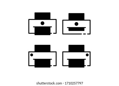 Printer icon set, black color icon.