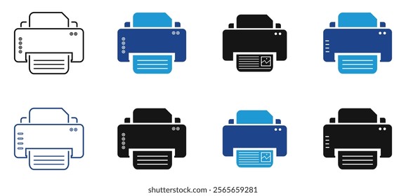 Printer icon set device scanner technology business copy document electronic equipment page image printing